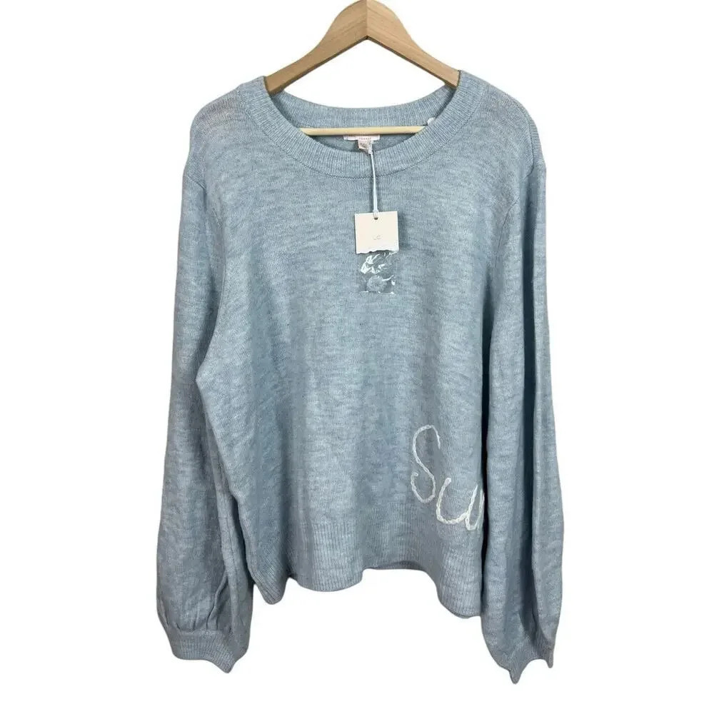 LC Lauren Conrad Sunday Stitched Blue Sweater Plus Size 2XL Soft Women’s